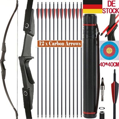 57 Zoll Takedown RH/LH Recurvebogen 12×30'' SP500 Carbonpfeil Jagd Bogenschießen