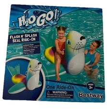 Flash 'N' Splash Seal Ride On Tie-Dye Pool Toy - Swimming Pool Float NEW