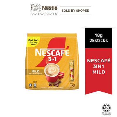 2 Packs x 25 Sticks Nescafe 3in 1 Instant Coffee Blend & Brew Mild