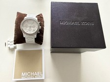 Michael Kors MK5188 Ladies White Ceramic Watch Silver Swarovski Crystals Bezel