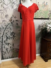 Mother Of The Bride elegant short Sleeve Red Formal Dress Size 14/16