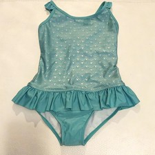 Cat Jack Girl's Turquoise Shimmermaid One Piece Swimsuit M Plus