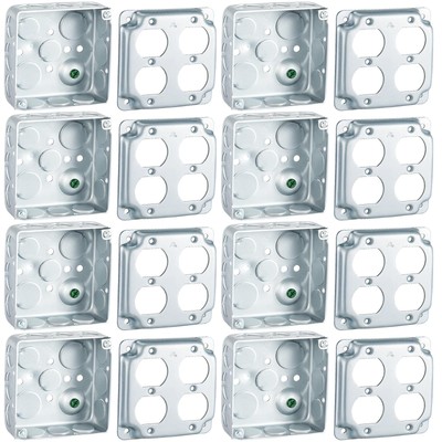 16 Pcs 8 Set 4 × 4'' Electrical Junction Box with Cover Electrical Metal Outle...