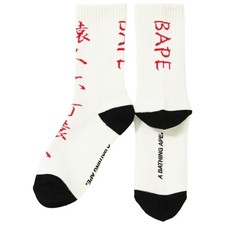 BAPE Kanji Crew Socks White Red Black  A Bathing Ape