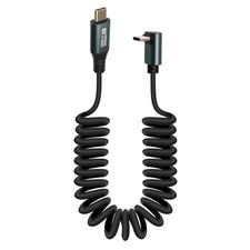 90 Degree USB C to USB Coiled Cable USB 3.2 Gen 2 Spring Spiral Cable  Type-C ...