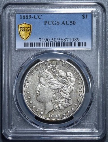 1889-CC $1 MORGAN SILVER DOLLAR KM# 110 PCGS AU 50  A5675