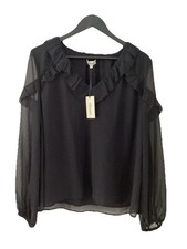 BNWT Ladies Somerset by Alice Temperley Black Top With Ruffled Trim, UK Size 14
