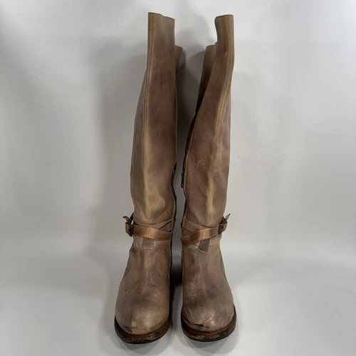 Bed Stu Bristol Knee High Riding Boots Tan Distressed Leather Women’s Size 7.5 - Picture 3 of 12