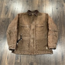Berne Brown Work Jacket Men s Size M Regular Zip Button Closure Lined
