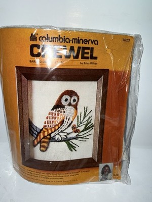 Cross Stitch Kit BARRED OWL 4 X5 CREWEL  Columbia Minerva Erica Wilson
