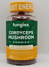 FUNGIES Cordyceps Mushroom Gummies Mango and Pineapple 60 Pectin Gummies 08/26