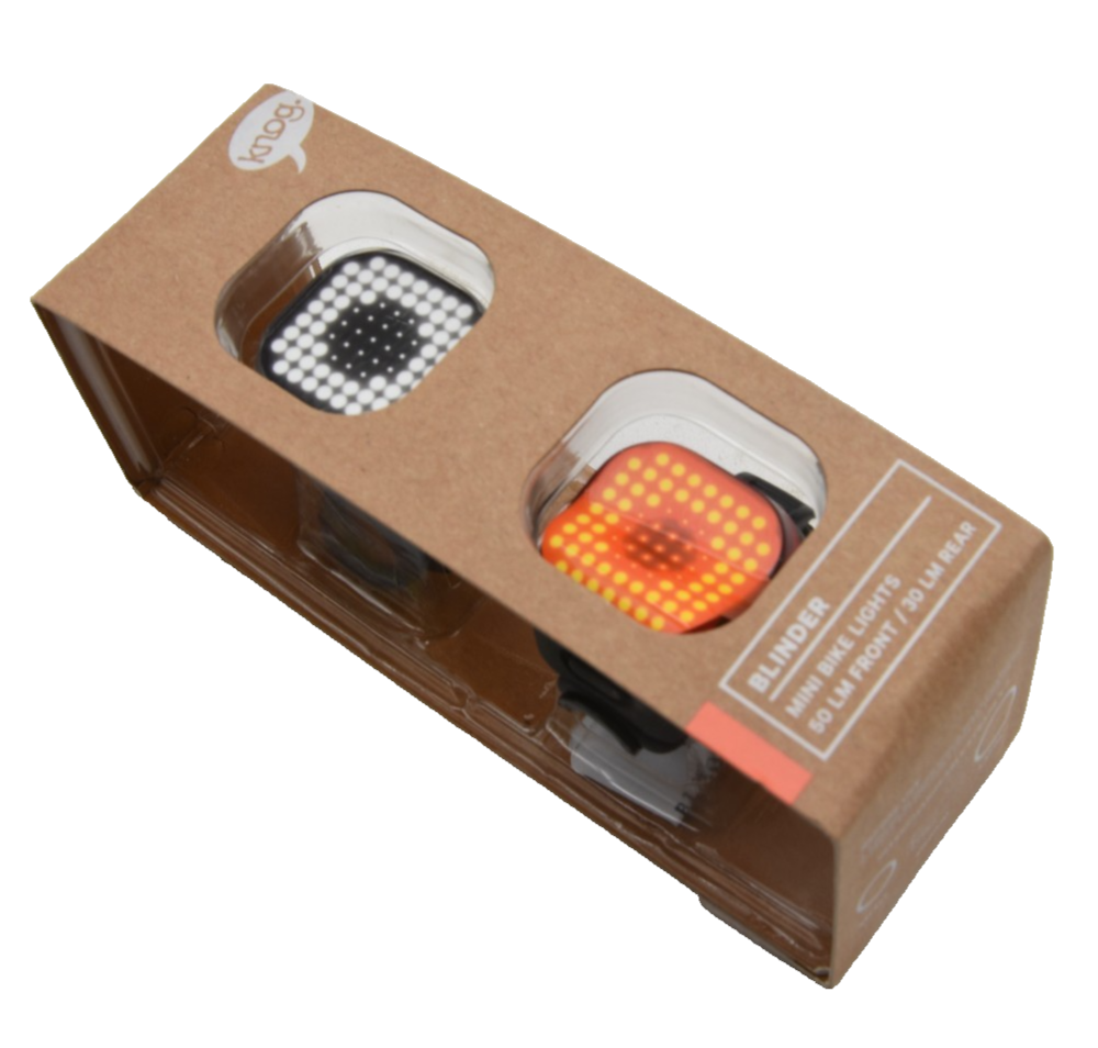 Knog Blinder ""Square"" Mini Bike Light Twin pack Front & Rear - 50 + 30 Lumens