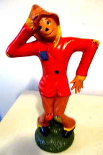 Vintage Handmade Ceramic Scarecrow Halloween and Fall Table Decoration Figurine