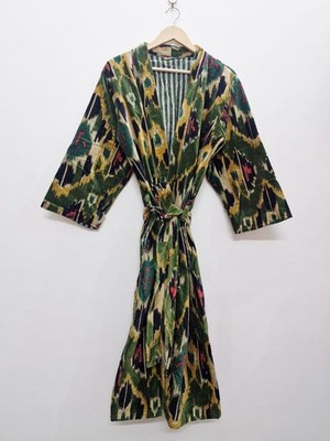 Ikat Print Outwear, Women Long Jacket, Velvet Kimono Jacket Beach Wear Nice Robe