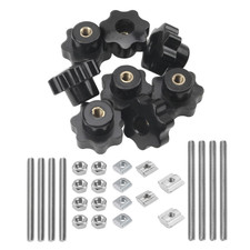 8 Sets M6 7 Star through Hole Knob Nut Screw Clamping Knurled Threaded Knob Asso