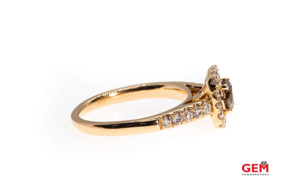 Cognac & White Diamond 14K 585 Rose Gold Engagement Ring Size 5 1/2 - Image 2 of 3