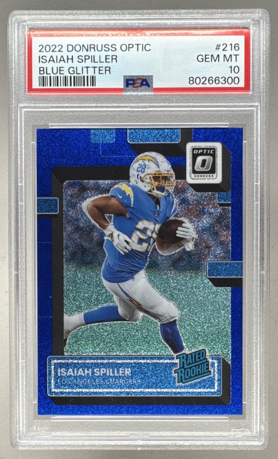 Isaiah Spiller Panini Donruss Optic #216 Blue Glitter