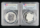 2024-S $1 Morgan Dollar Reverse PR & Proof PCGS PR70 First Strike 2 Silver Coins