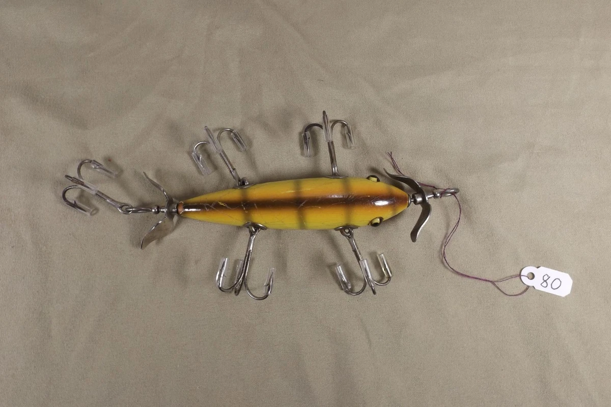 Leurre de pêche vintage South Bend BASS ORENO rouge blanc