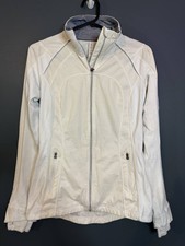 Lululemon White Zip Running Jacket Size 4 (UK 8) Vent Back
