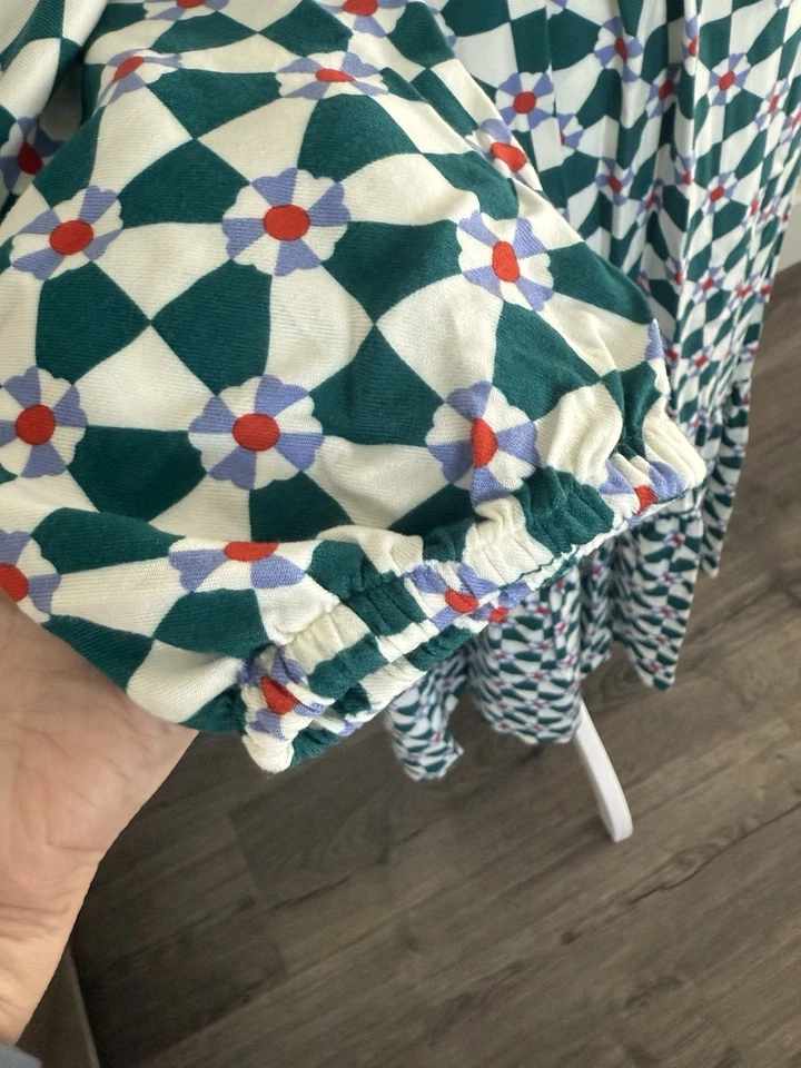 Woman’s Hanna Anderson Green Peppermint Swirl Off The Shoulder Midi Dress - Image 2 of 4