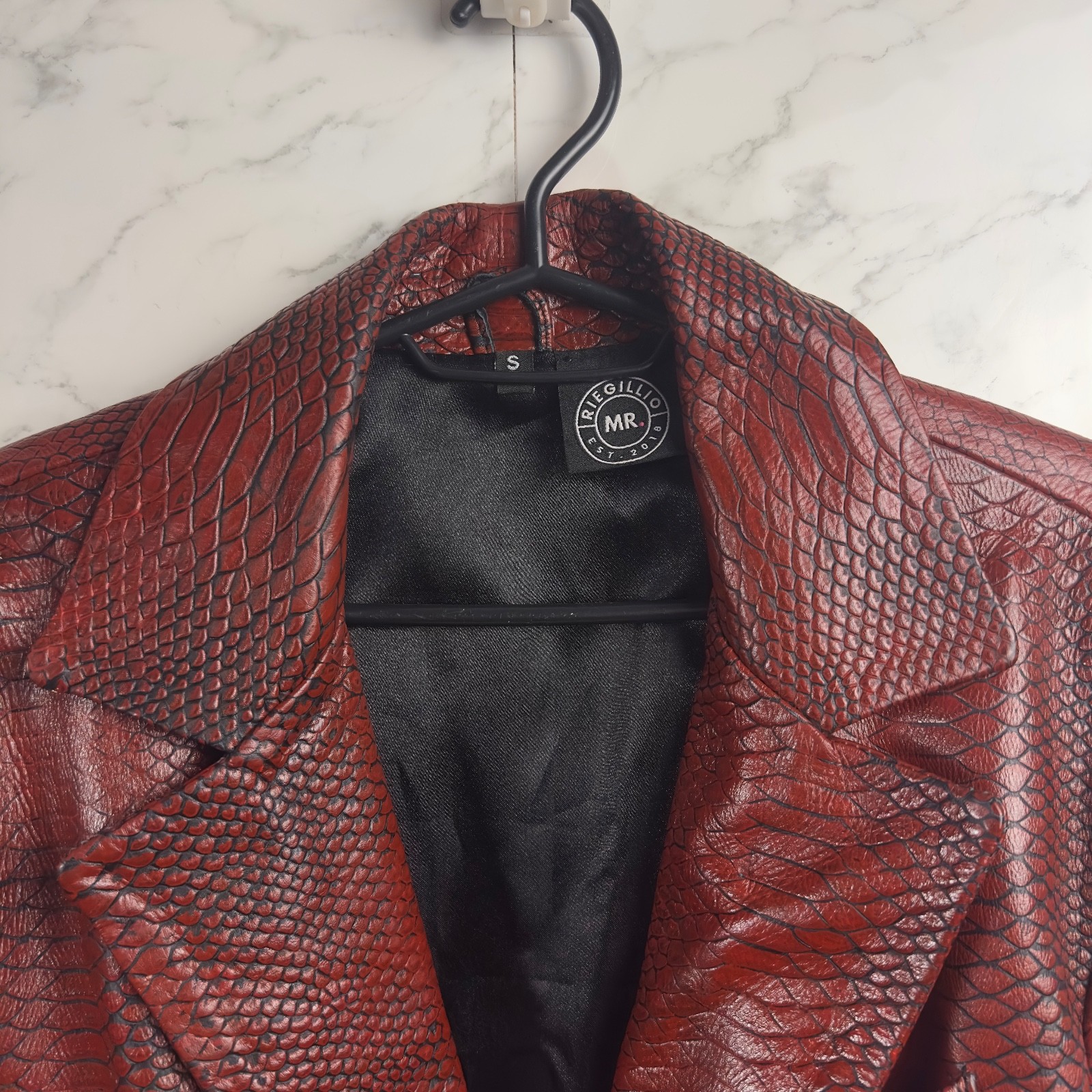 MR RIEGILLO Python Snakeskin Leather Blazer Jacke… - image 14