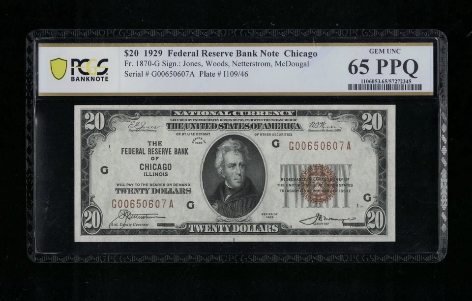 SC 1929 $20 Fr.1870-G Chicago, IL FRBN PCGS 65 PPQ GEM UNC (607A) - Image 2 of 4