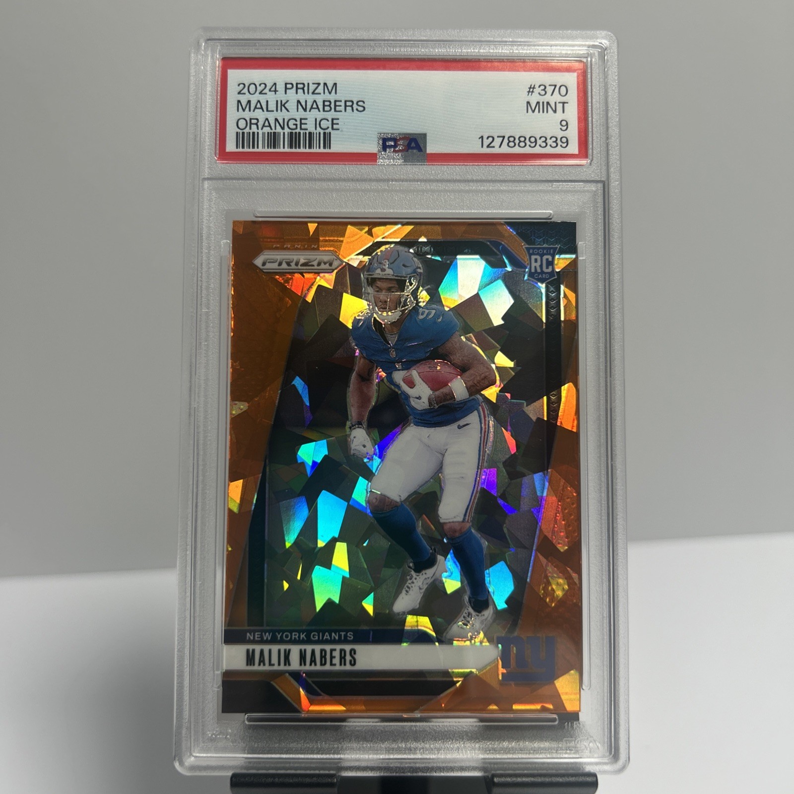 2024 Malik Nabers Rookie Prizm Orange Ice #370 - PSA 9 - Giants