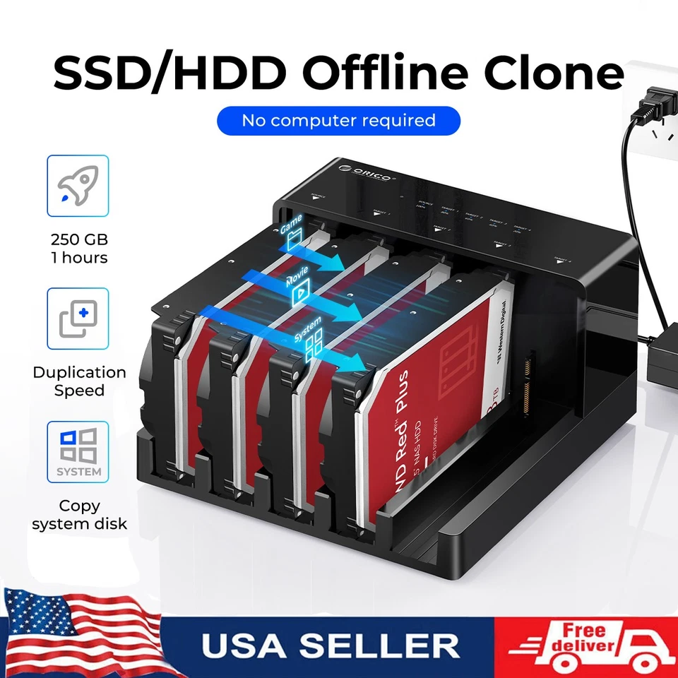ORICO 5 Bay USB 3.0 SATA HARD DRIVE ENCLOSURE Offline Clone for 2.5/3.5"HDD SSD