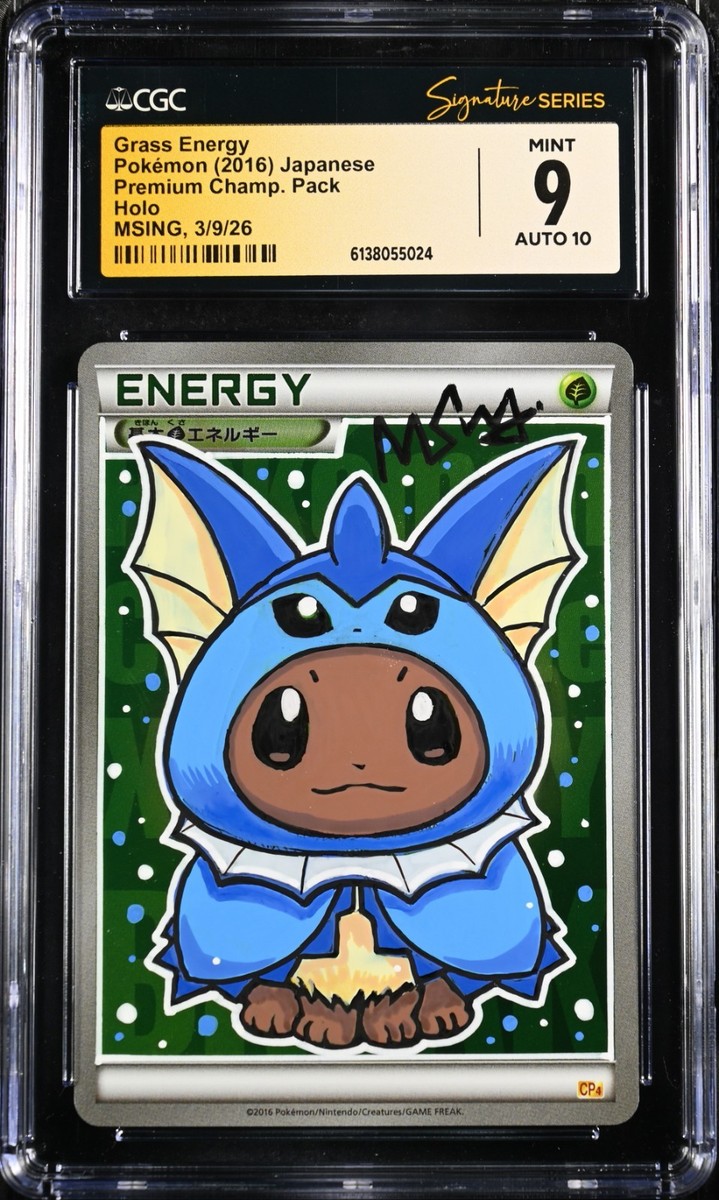 CGC 9 MINT AUTO 10 Energy MSING Sig. Vaporeon Poncho Eevee Holo