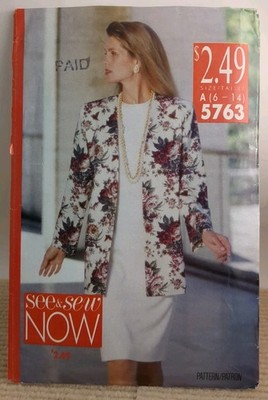 Butterick See & Sew 5763 Misses Unlined Jacket Dress Pattern Size 6-14 UNCUT
