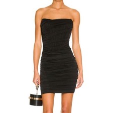 Superdown Sonya Bustier Mesh Bodycon Dress - Black - Size XS