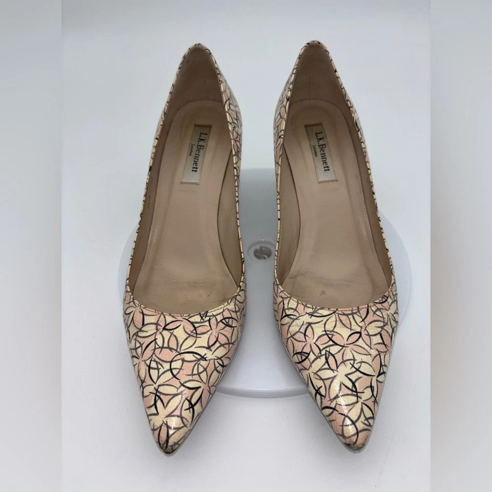 L.K. BENNETT Tacones Bomba Flor Floral Rosa Crema Zapato Punta EU 38 US 8 Foto 2 de 4