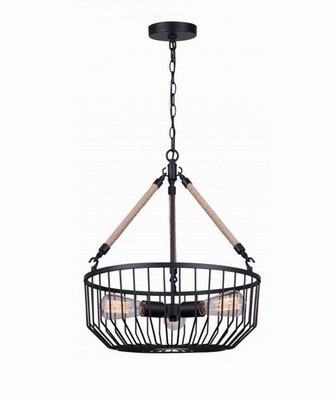 Theo 3 Light Chandelier 80LLP 80NM7 18  Matte Black Rope Metal Traditional