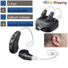 HearingAid Rechargeable with Charger Dock BTE Lightweight&Comfortable for Senior