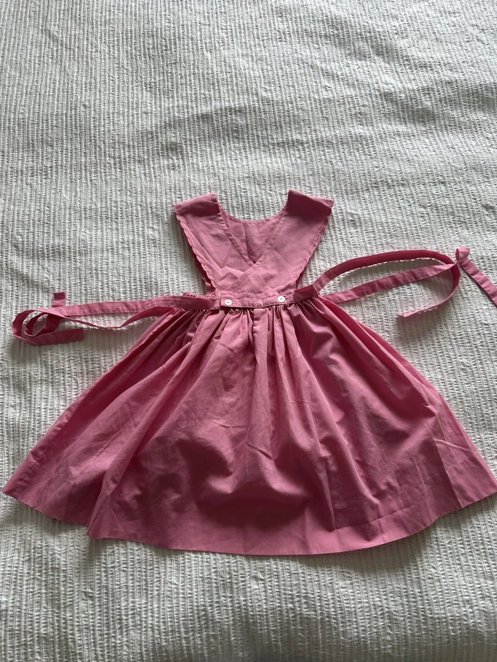 True Vintage Girls 1970s Pink Pinafore Apron Style Dress Age 4 5 Years - Image 2 of 4