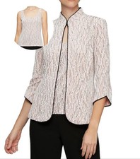 Alex Evenings 2-Piece Twinset Jacket  Tank Top M Pink Glitter Paisley NWT 159