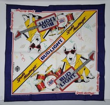 Vintage 1980s Spuds Mackenzie Bud Light Bandana Handkerchief Scarf Beer Ad