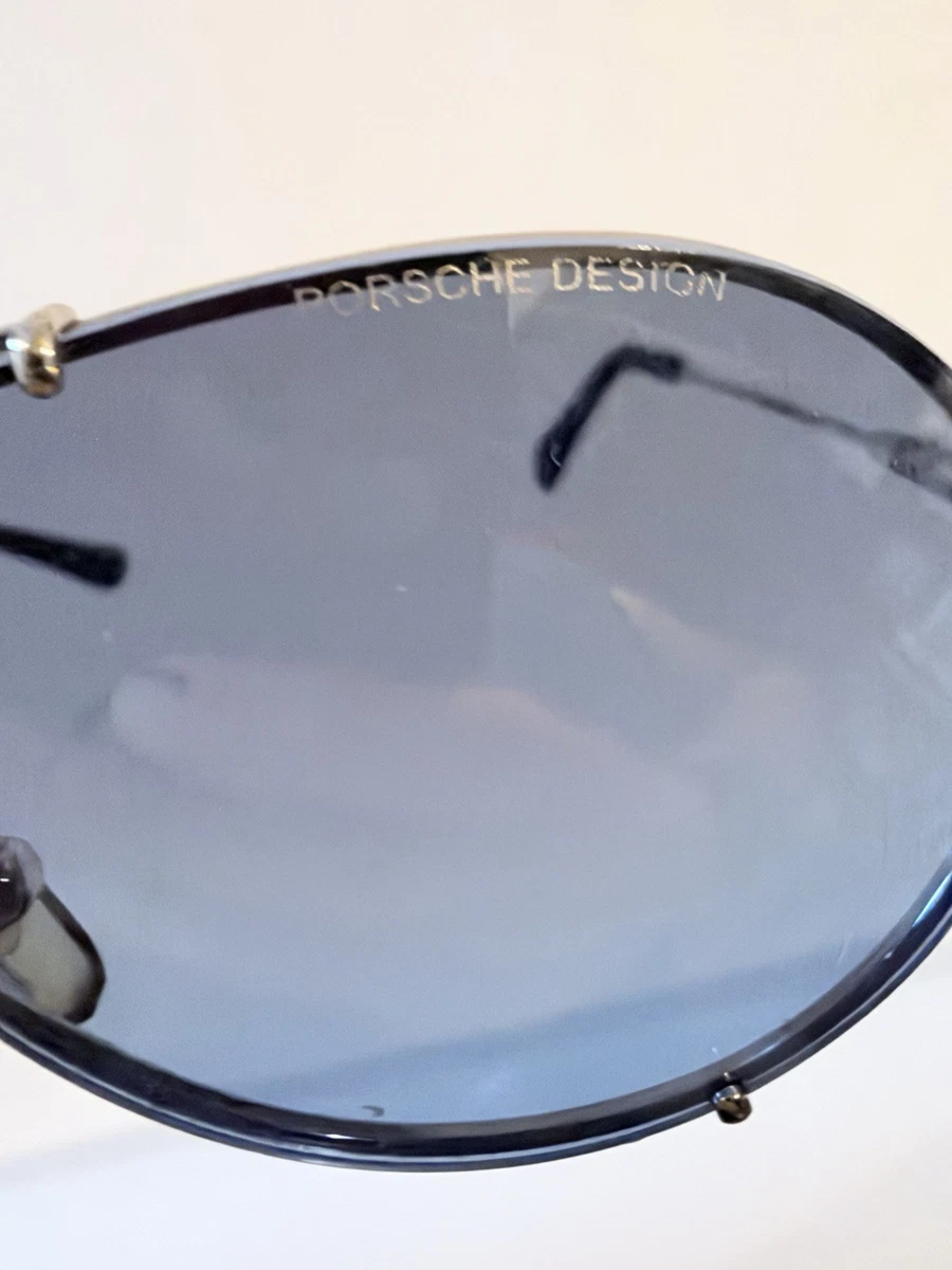 PORSCHE DESIGN Oval Herren Sonnenbrille getönte blaue Gläser Metall silber