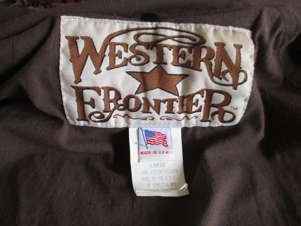 Длинное мужское пальто Western Frontier из коричневой масляной кожи на кнопках большого размера - Изображение 4 из 4