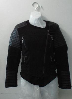 AFTF Basic Outerwear Black DualZip Faux Leather Moto Biker Jacket w/Pockets! (M)