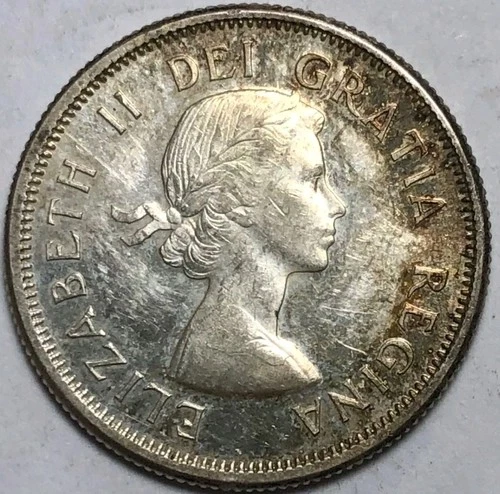 1963 Canada 25 cent AU++    Circulated Silver  ASW  .15 troy oz  KM #52