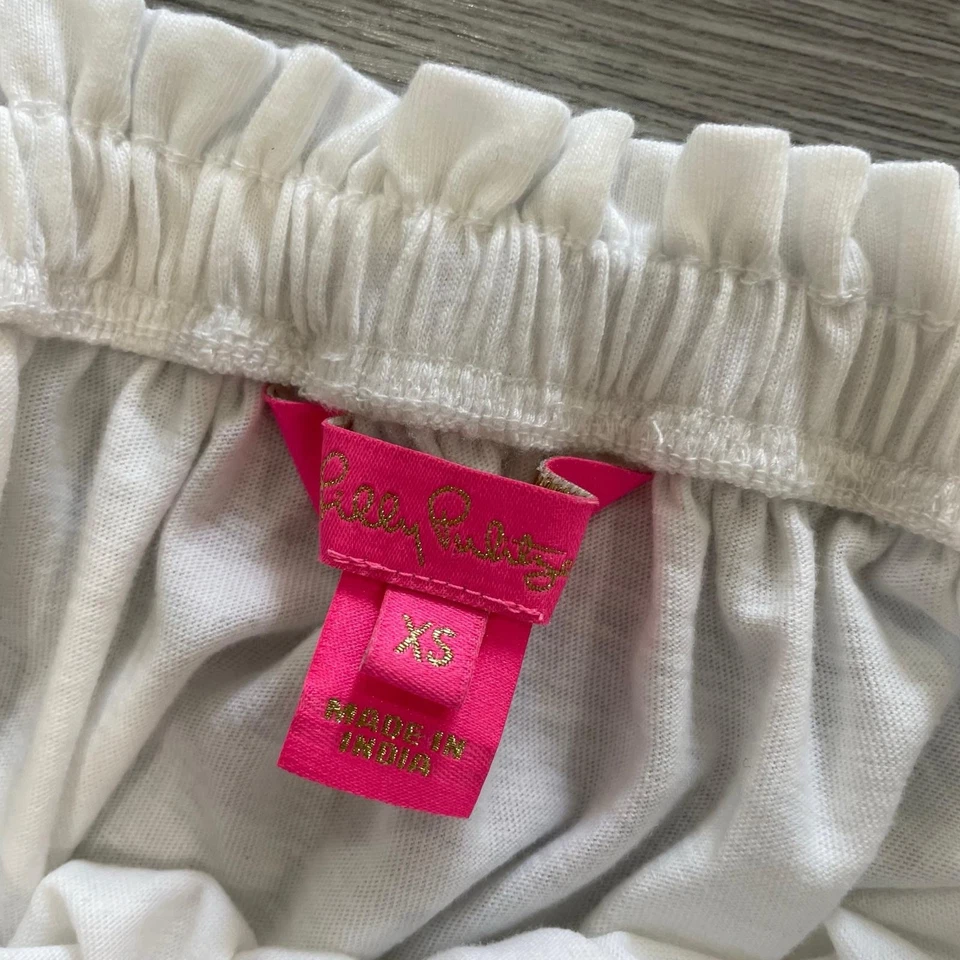 Top Lilly Pulitzer Mujer XS Fayette Fuera del Hombro Crochet Túnica Playa Preppy Foto 3 de 4