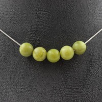 Halskette 5 Perlen Serpentin 8 Mm Edelstahlkette Halskette Frauen, MäNner