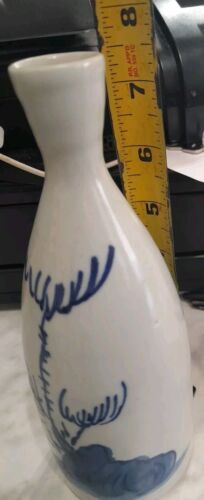 Botella de sake de cerámica japonesa Tokkuri Imari Ware? Sometsuke Flor Azul - Imagen 6 de 9
