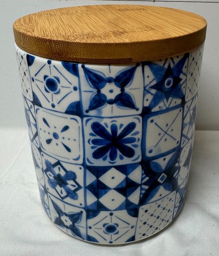 Grace Pantry Blue Flowers Wood Lidded Canister Jars - TWO SIZES - Picture 7 of 23
