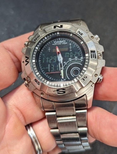 Casio Hunting Timer AMW-705 Silber Uhr Herren GEBRAUCHT - Bild 5 von 11