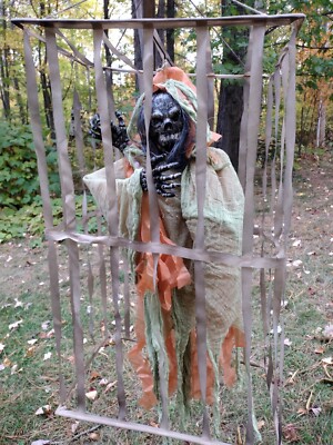 3  Gemmy Hang-Up Halloween Caged Grim Reaper w/Lights & Sound, Motion Activated