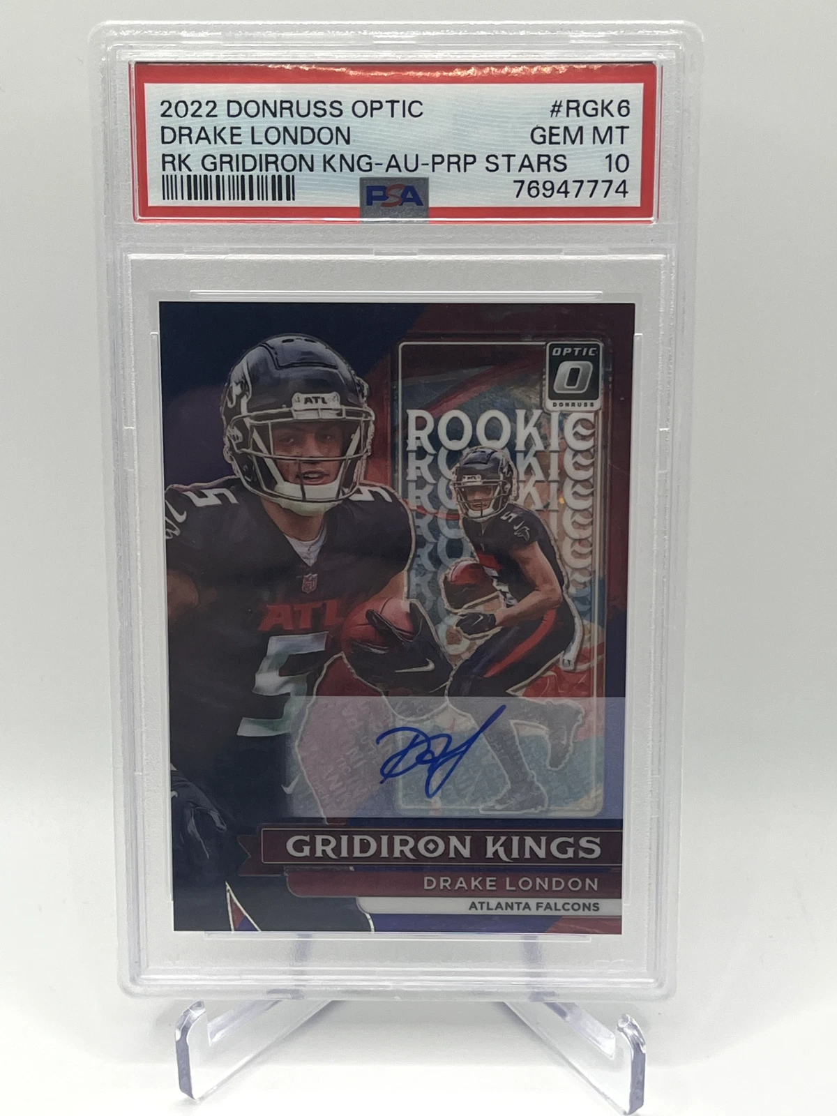 Drake London Panini Donruss Optic Rookie Gridiron Kings #RGK6 Autograph-Purple Stars