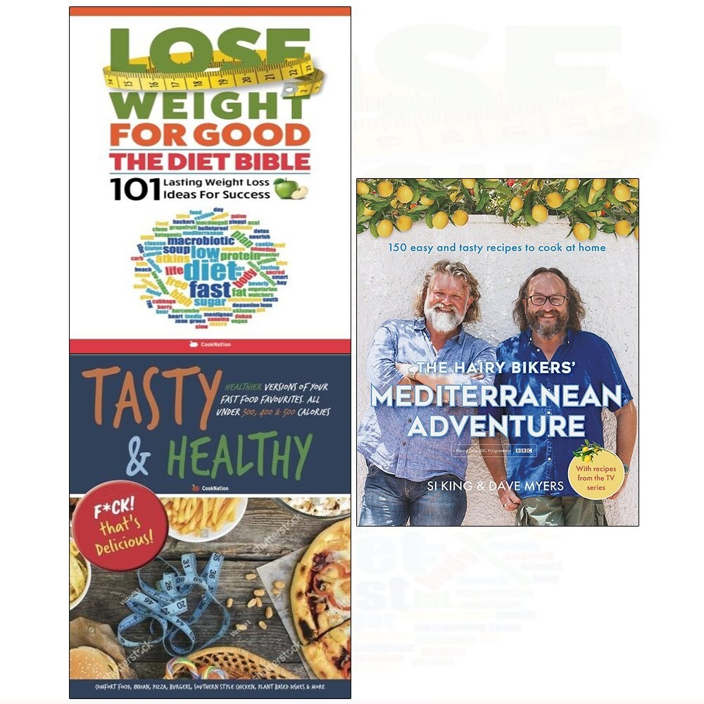 mediterranean adventure, diet bible, tasty & healthy 3 books collection set